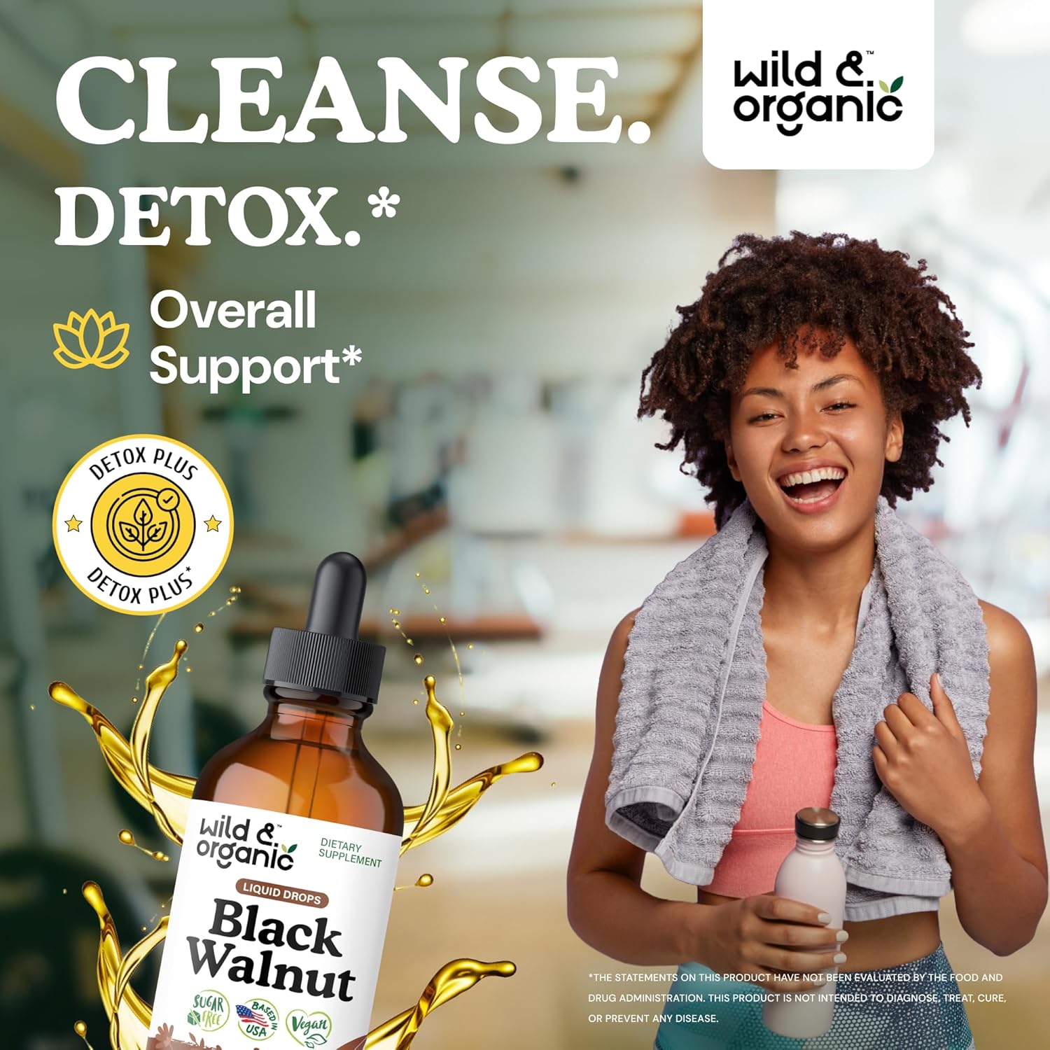 Wild & Organic Black Walnut Tincture - Detox Cleanse w/Black Walnut Hull Extract - Herbal Supplement for Gut Cleanse Detox and Digestive Well-Being - Vegan, Sugar & Alcohol-Free - 4 fl oz - Image 2