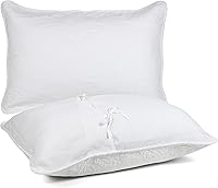 Vista 3 de Newrara Juego de 2 fundas de almohada de cama 100% algodón, bordadas, color blanco, tamaño Queen (blanco)