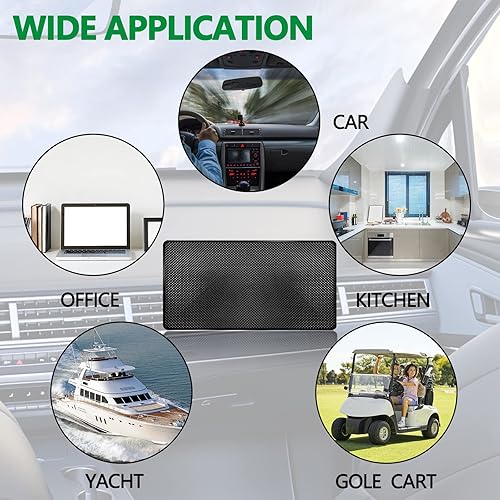 Vista 25 de Tapete de goma antideslizante para salpicadero, tamaño de 10.6 x 5.9 pulgadas, tapete antideslizante para automóvil, accesorios para organizador