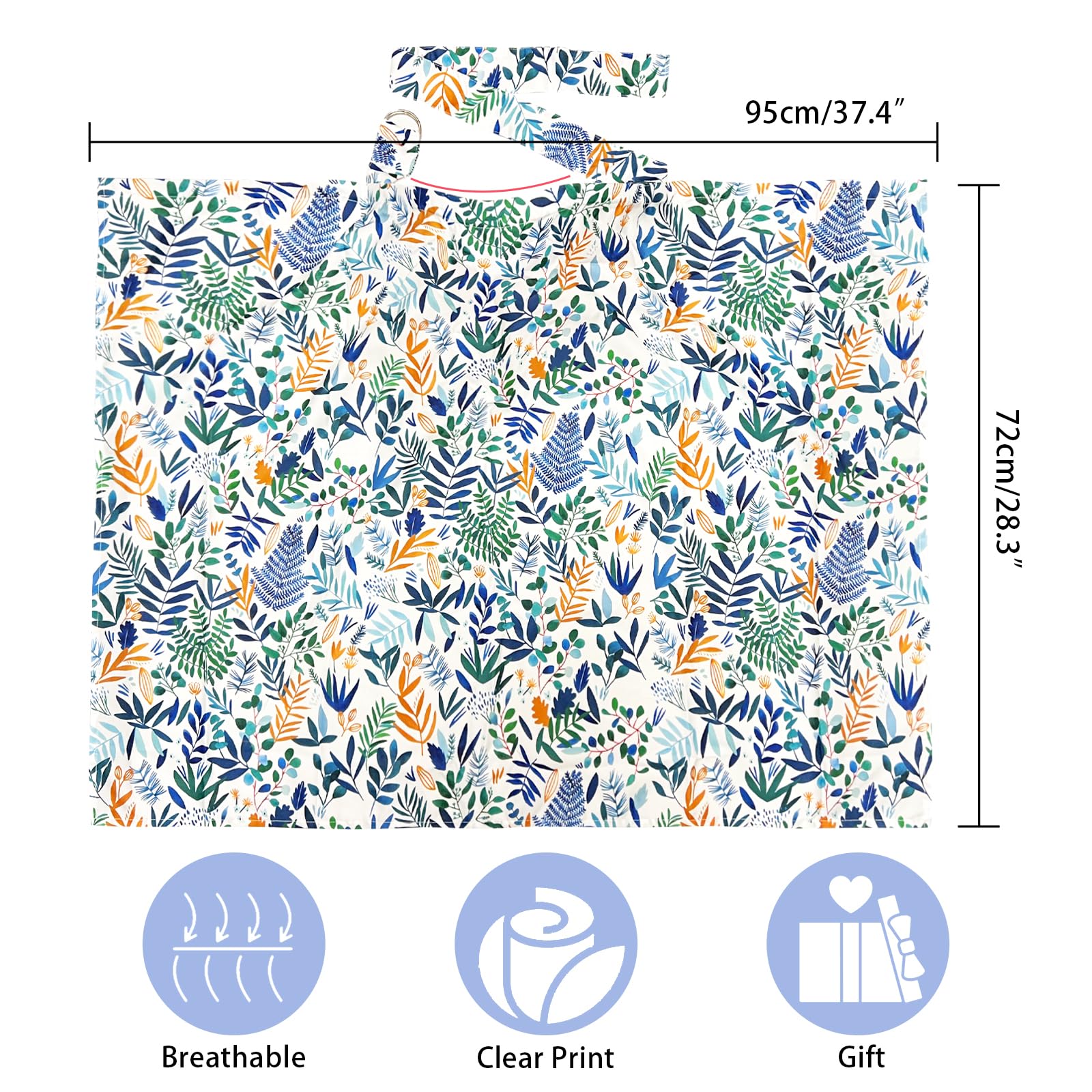 Tablier d'allaitement respirant réglable 72 x 95 cm imprimé floral pour femme