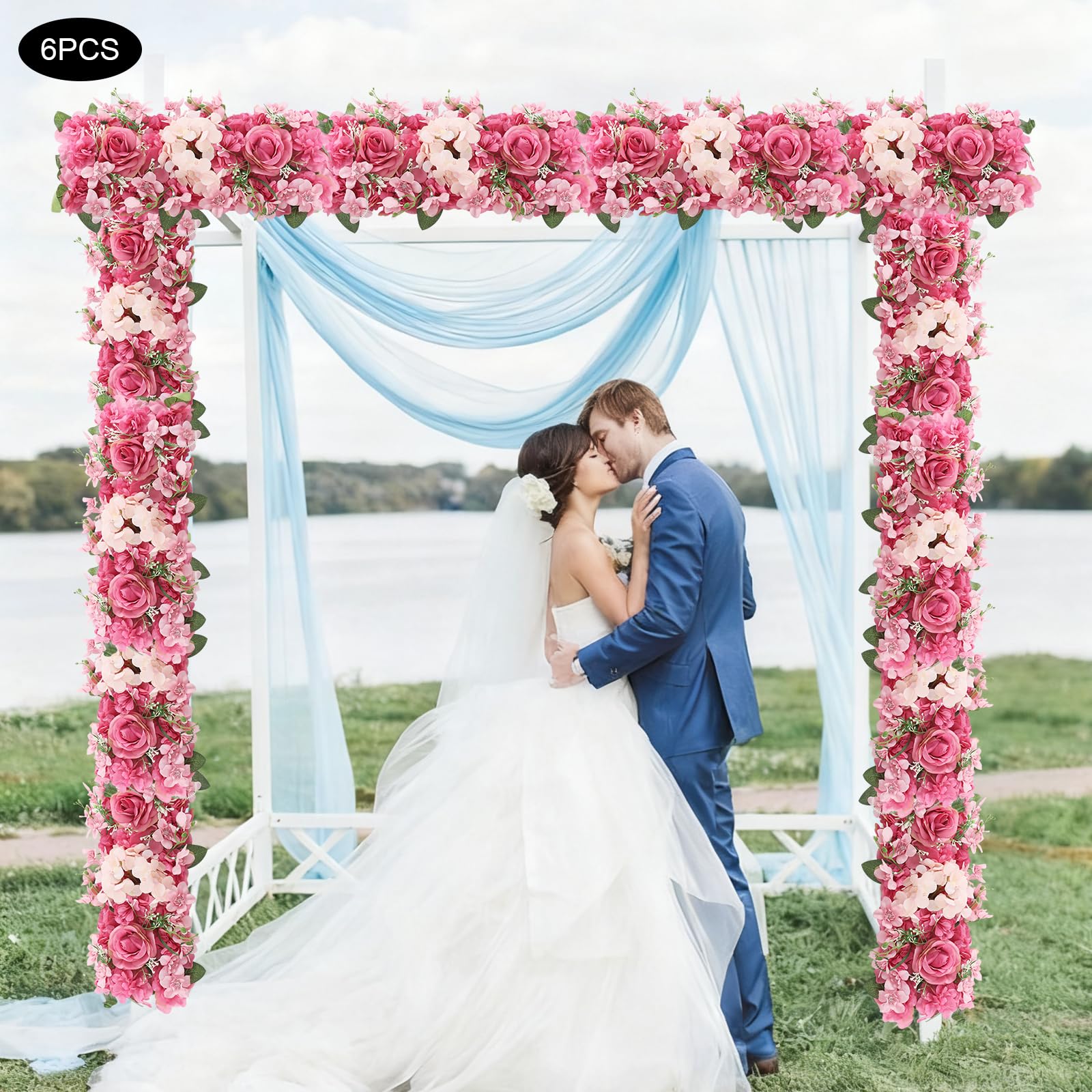Set di 6 fiori artificiali in seta per decorazione di matrimoni e feste