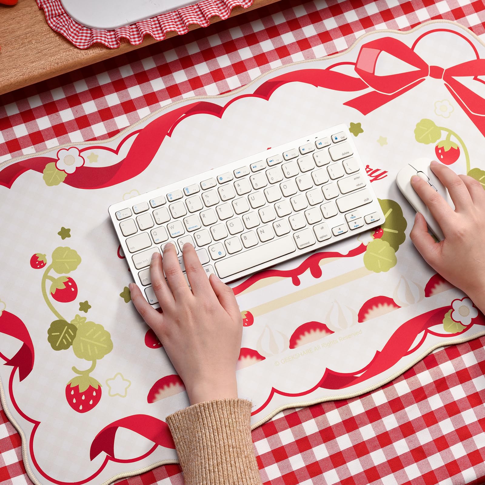 GeekShare Grand Tapis De Souris De Jeu Kawaii Rose Avec Dos En Caoutchouc Antidérapant - Grand Tapis De Bureau Imperméable Pour Clavier Et Souris - Parfait Pour Les Jeux Ou Le Travail