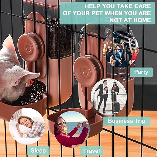 Miniatura 6 de Lemtrflo Dispensador automático de agua para alimentos, juego de dispensador de agua y alimentador de conejo por gravedad, dispensador de comida y