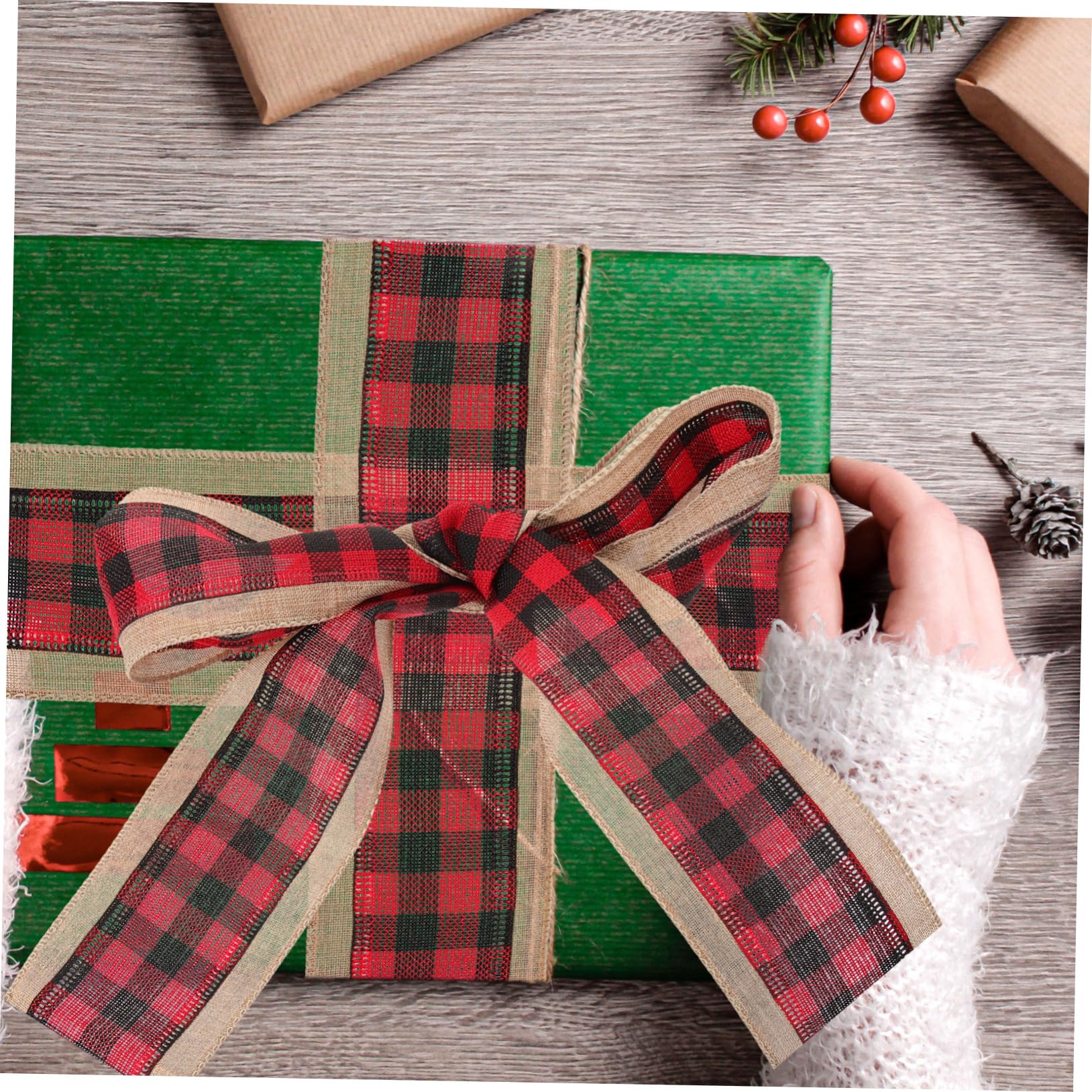 NUOBESTY 3 Sätze Weihnachtsband Ribbon Bandfeile Weihnachtliche Tischdekoration Weihnachtsdekorationen Im Freien Gurtband Für Geschenkverpackungen Bandschmuck Selber Machen Rot 2 Stück * 3
