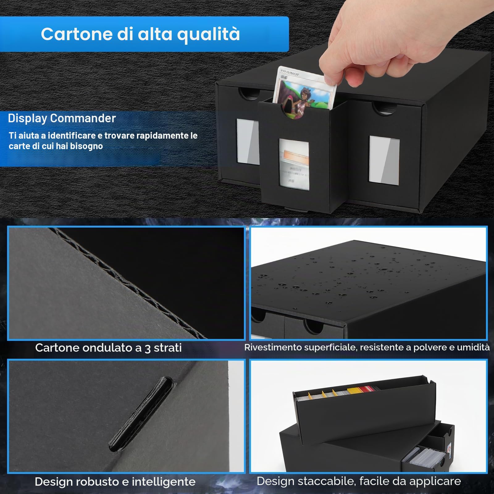 Scatola Porta Carte per 12000+ Carte, Commander Deck Box per MTG, Scatole per Carte Collezionabili con 48 Divisori, Trading Card Box, Box Porta Mazzo Carte per TCG, PTCG e Carte Sportive