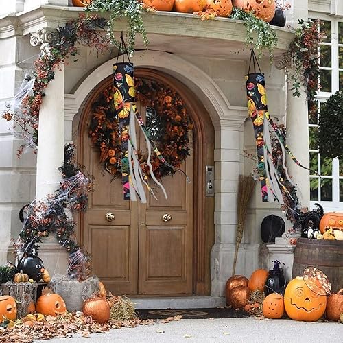 Miniatura 10 de Mummy Windsock - Calcetines de viento suaves e impermeables con bandera de Halloween, 2 piezas, lavables a máquina, secado rápido, bandera colgante