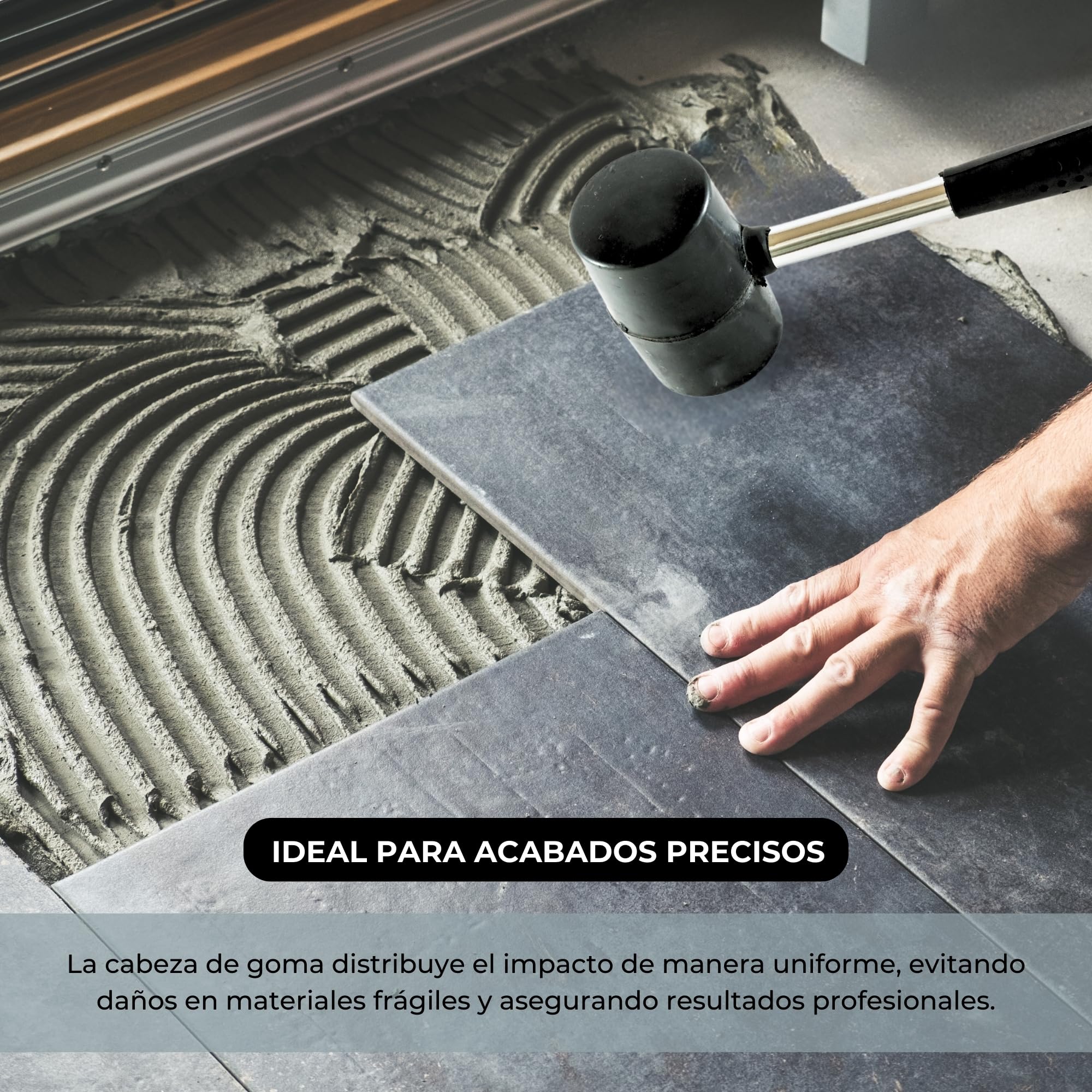 TECHZOCO Mazo de goma Martillo de hule, Martillo de goma, Mazo de goma, Herramienta de caucho, Mazo de caucho, Martillos de hule, Golpe suave, Mazo con cabeza de goma, 300 Gramos