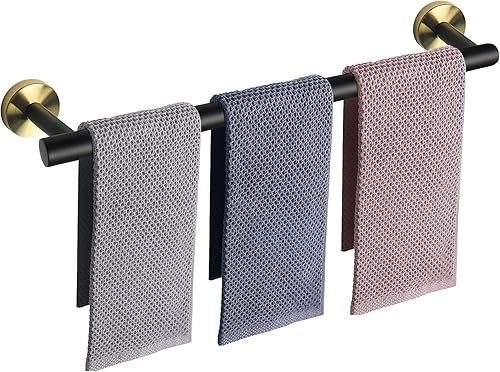 Vista 39 de NearMoon Toallero de baño, soporte grueso de acero inoxidable para toallas de ducha montado en la pared para baño, longitud total de 24 pulgadas