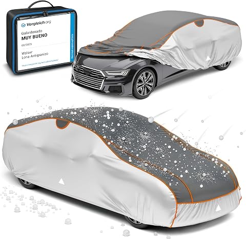 WALSER Funda antigranizo para el Coche Perma Protect, Galardonado Muy Bueno* Funda Repelente al Agua antigranizo para automóvil, Certificado por TÜV Austria* Lona para Coche, Funda para Coche Talla 3