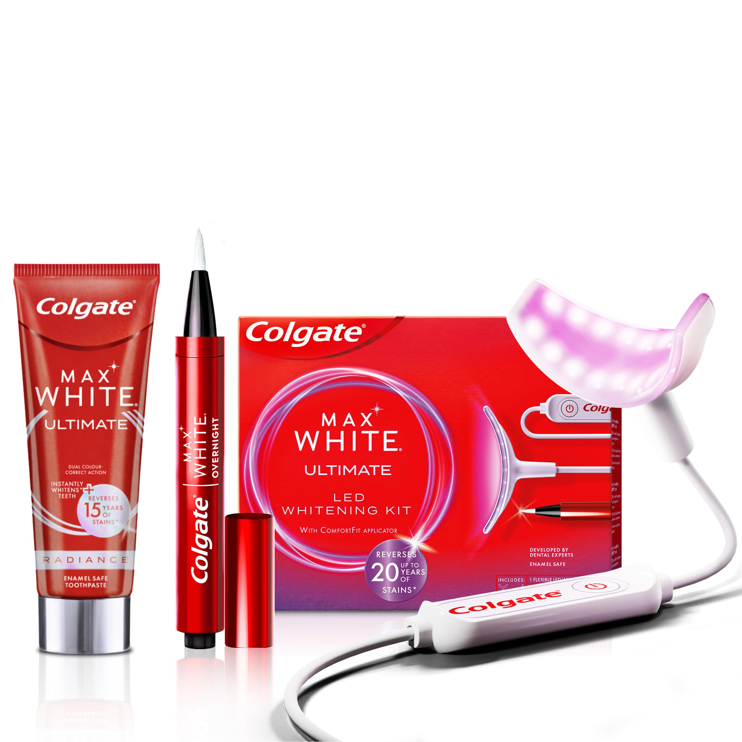Colgate Whitening Zahnpasta & LED Whitening - Set für die effektive Zahnaufhellung zuhause
