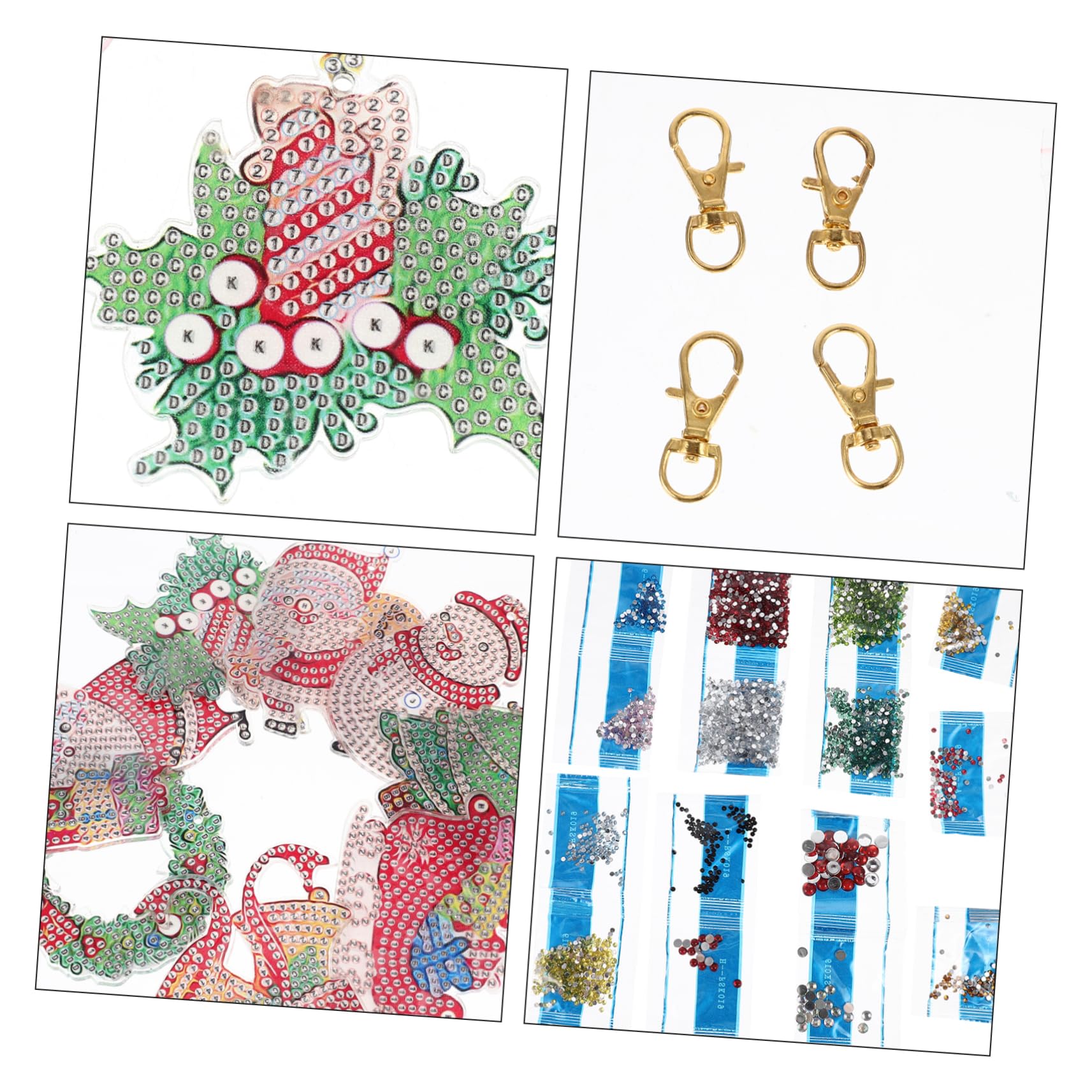 HOODANCOS 2sets Portachiavi Natalizi Decorativi Con Elementi Di Natale Kit Fai Da Te Con Pendente Forma Di Babbo Natale Per Regali e Decorazioni Feste