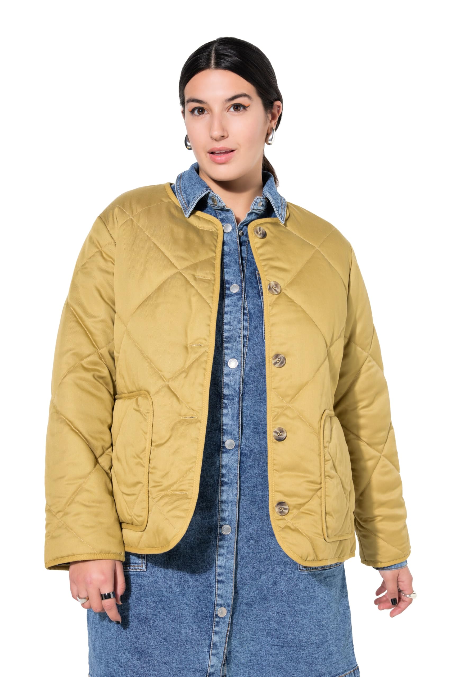 Studio Untold Damen große Größen Übergrößen Plus Size Steppjacke, Knopfleiste, Langarm 836357