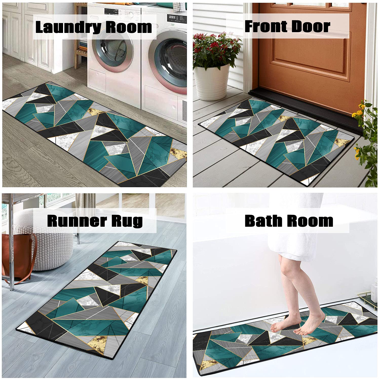 MENGH Tapis de Passage Antidérapant Lavable Surface Douce 3D Tapis Passage pour Cuisine, Couloir, Passage, Chambre - 50x260cm