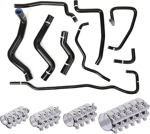 Kit de manguera de refrigerante de radiador de silicona para Mazda RX8 SE3P 13B-MSP con 18 abrazaderas de perno en T (negro)