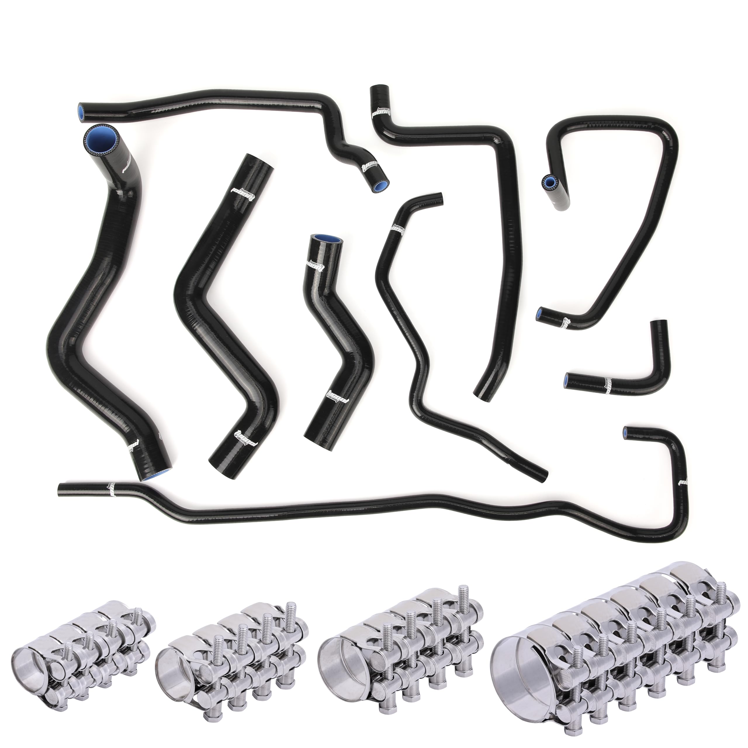 Silicone Radiator Coolant Hose Kit for Mazda RX8 SE3P 13B-MSP with 18PCS T-Bolt Clamps (Black)