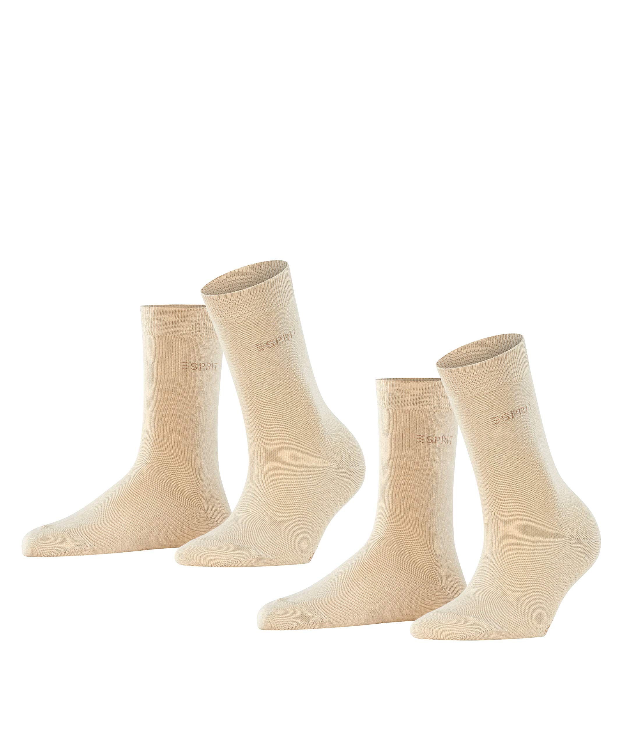 ESPRIT Women's Uni Multipack W So Cotton Plain 2 Pairs Socks, Beige Cream 4011, 5.5-8
