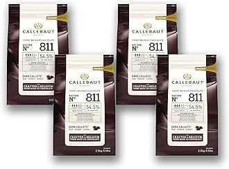 Callebaut Couverture Cacao Dark Baking Belgian Semisweet Chocolate Callets 4 pack. 54.5% Cacao. Recipe N811. (5.5 Lbs x 4; 10 kg)