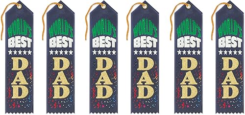 Beistle World's Best Dad Award Ribbons, 2 x 8 pulgadas, paquete de 6