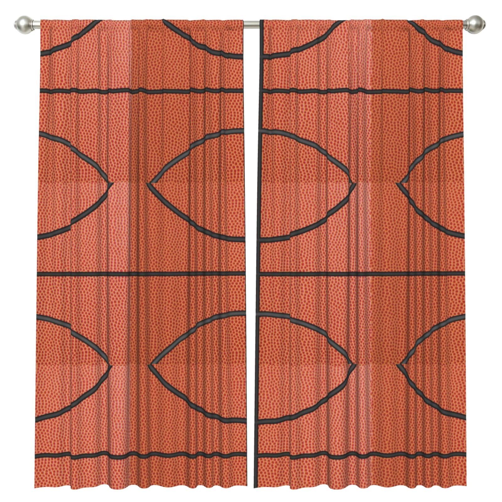 InOmak Basketball Texture, 2 Panels Window Curtains 52 x 84 Inch Blackout Curtains for Living Room Bedroom