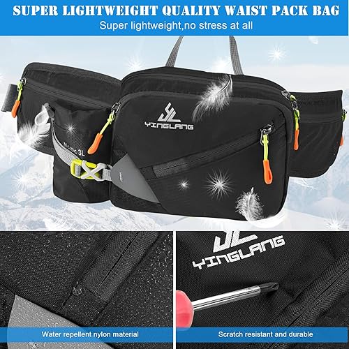 Miniatura 6 de Alltope - Cinturón de hidratación para correr, con múltiples bolsillos, impermeable, para correr, cinturón ajustable, para correr, senderismo,