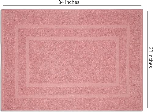 Miniatura 8 de Textila Tapete de baño de rizo de algodón, tamaño grande, 22 x 34 pulgadas, ultra suave y absorbente, color rosa rosa, paquete de 2 tapetes de lujo
