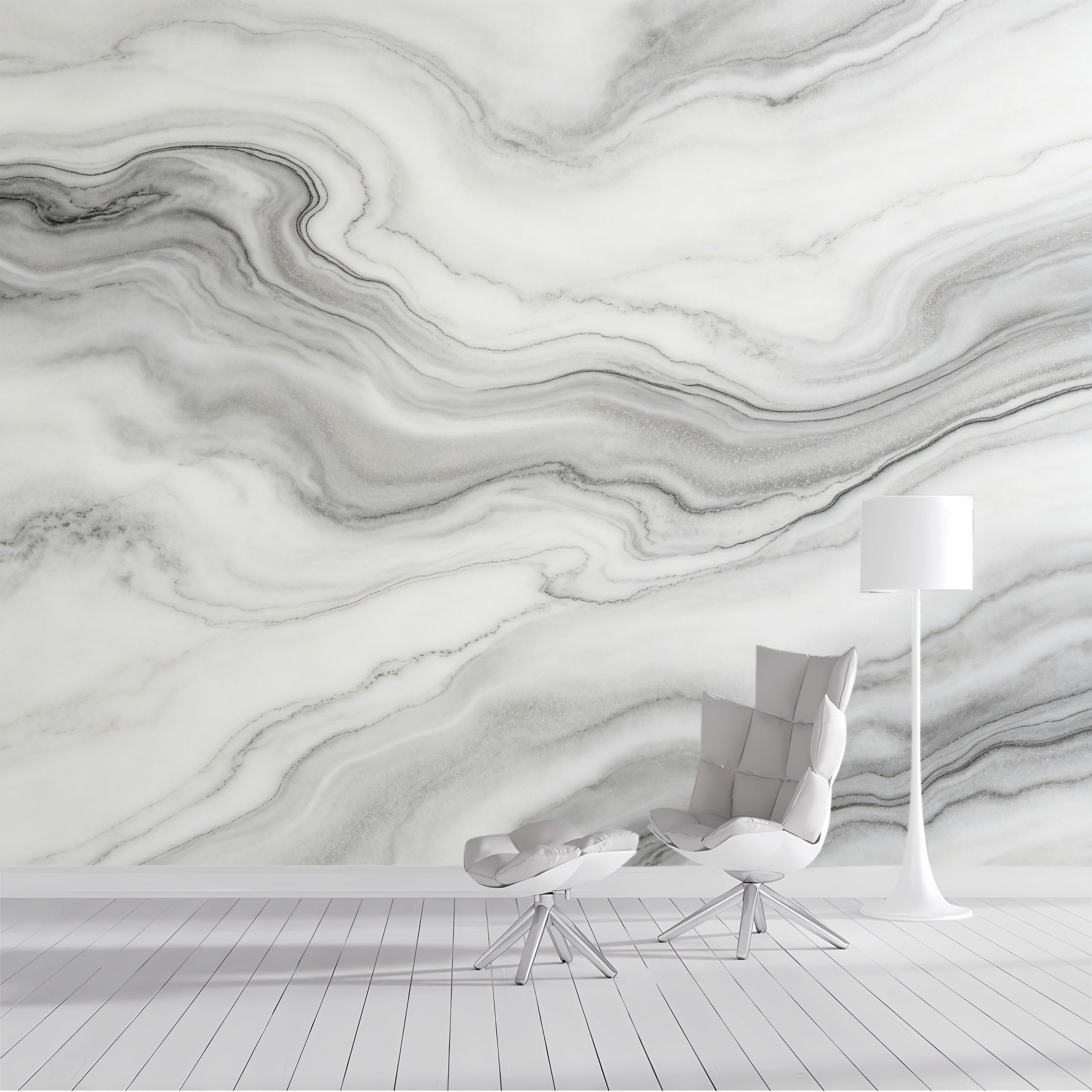 Custom Size Wall Mural Marble Texture White Grey Swirl Abstract Geometric Textured Brushed Stroke SelfAdhesive Wall Fabric Removable Peel and Stick Wallpaper for Living Room Bedroom Bathroom