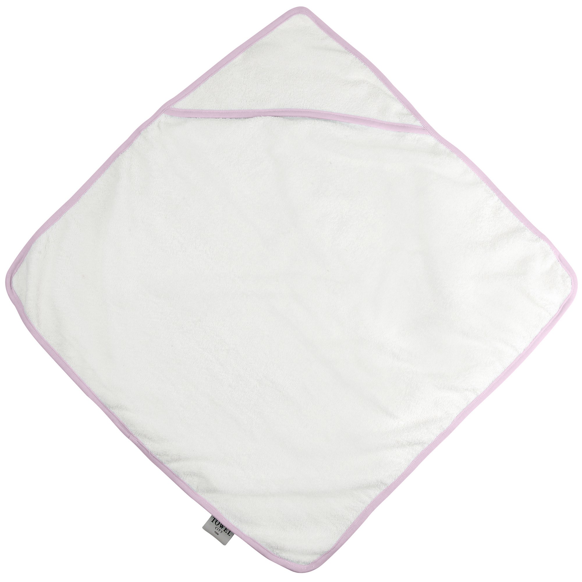 Sortie de bain à capuche bébé Towel City blanc rose, cadeau de naissance idéal
