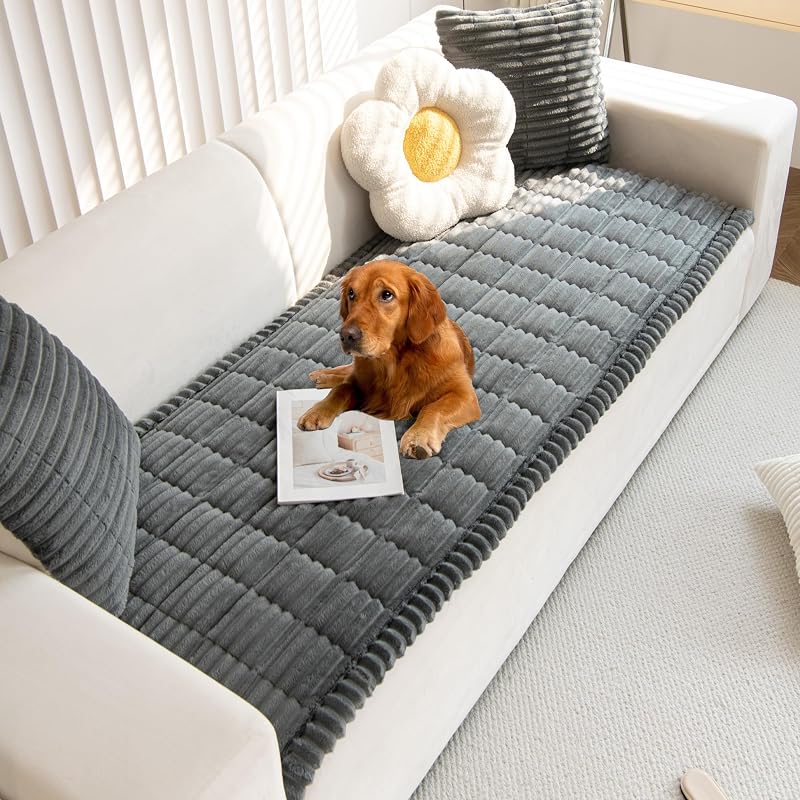 Mivnue Couch Cover for Dogs, Washable Non Slip Pet Sofa Furniture Protector | Thick Flannel & Anti-Slip Backing, Protect Couch Cover from Pet Hair, Dirt & Messes for Leather & Fabric Sofa and Loveseat