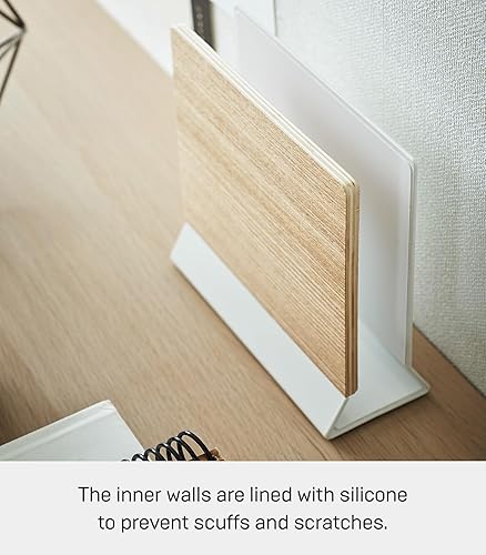 Miniatura 4 de YAMAZAKI Home Rin - Soporte portátil para computadora portátil para escritorio en dormitorio u oficina, estación de almacenamiento de madera, acero