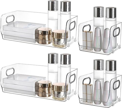 Skywin Contenedores de almacenamiento transparentes apilables para despensa (2 pequeños + 2 grandes), organizadores de acrílico transparente y