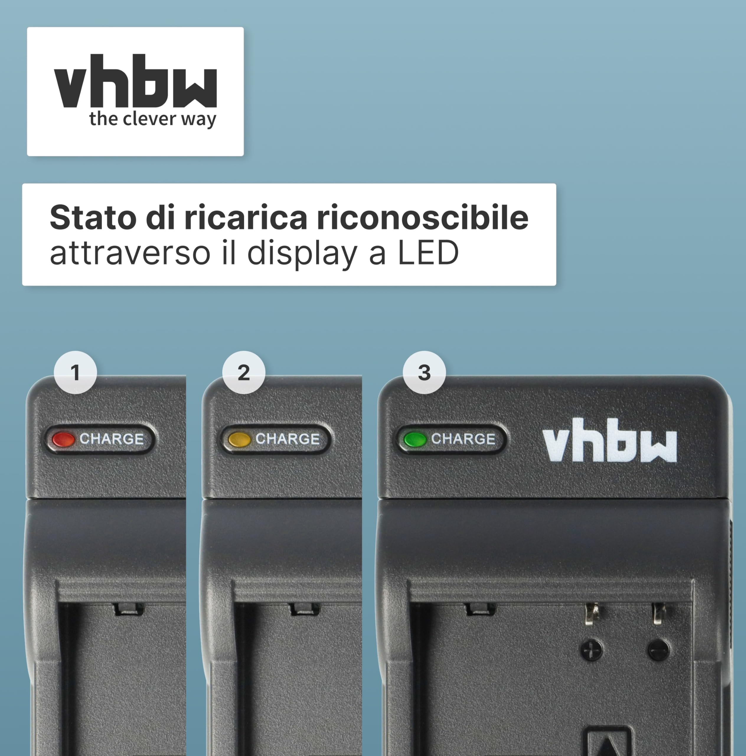 vhbw USB caricatore compatibile con Fujifilm Instax 90 Mini Neo Classic camera camcorder - Stazione di carica, spia di carica