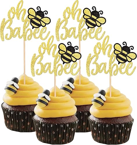 Miniatura 10 de 1 decoración para pastel con diseño de abeja y flores con purpurina de panal de abejorros para pastel de cumpleaños, para temática de abejas, baby
