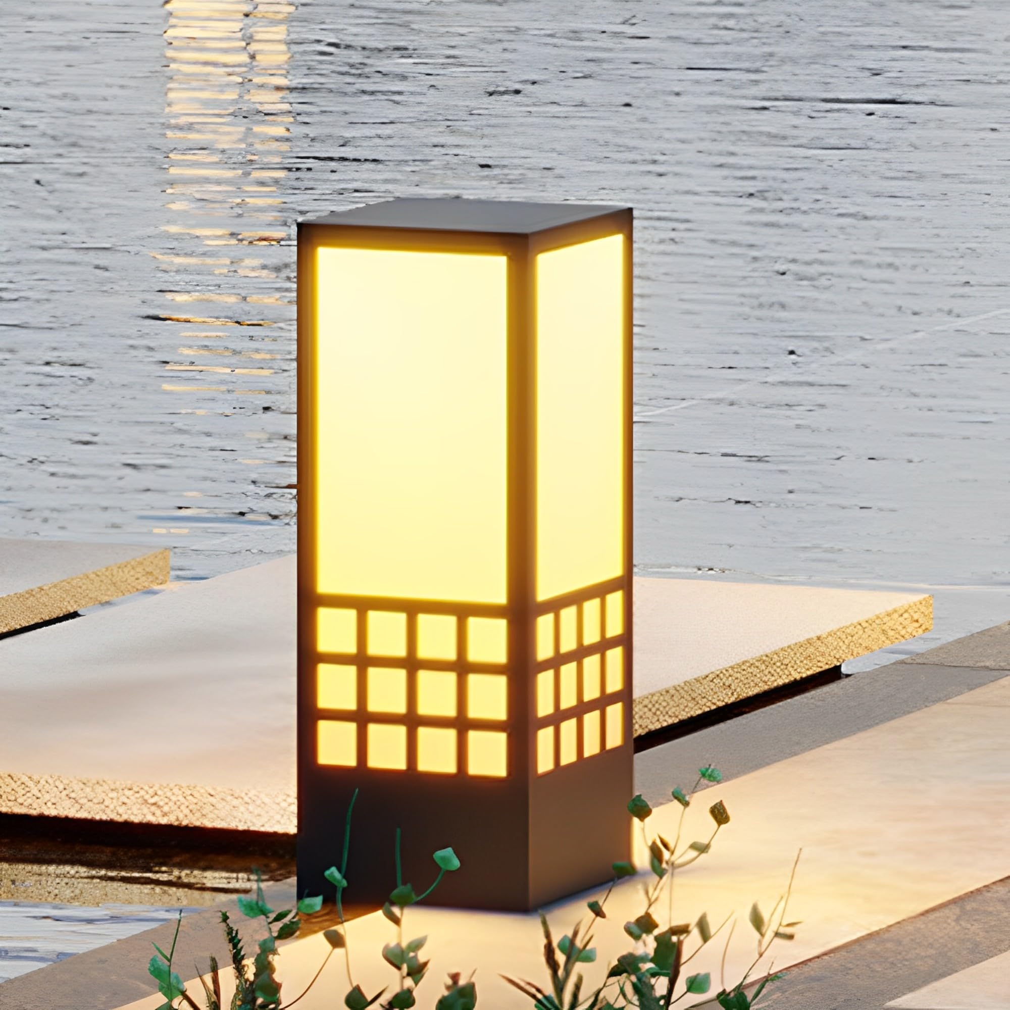 Borne lumineuse LED noire haut de gamme pour une mise en valeur moderne de cour