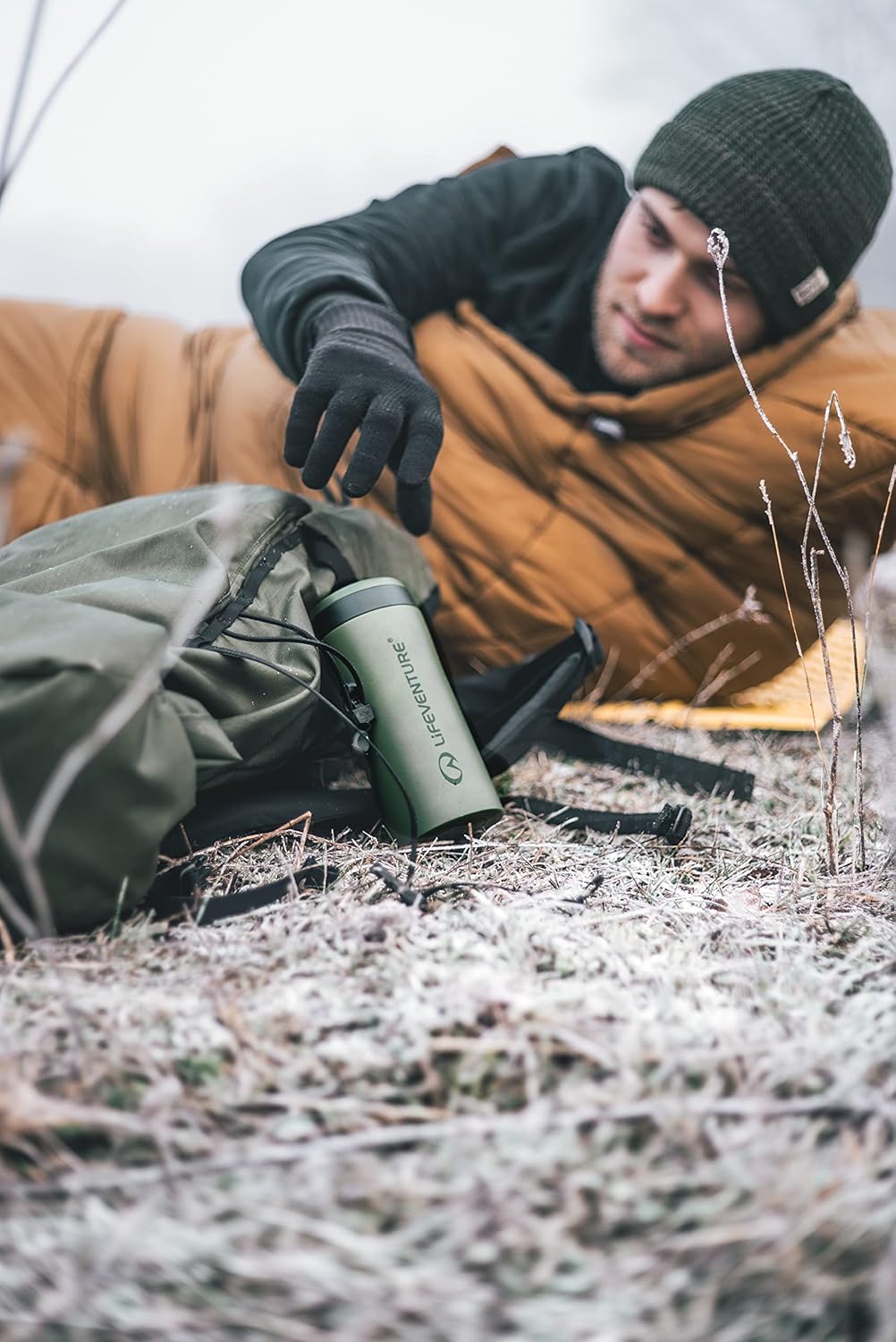 Lifeventure Thermal Mug, Leakproof & Vacuum Insulated Reusable Coffee Travel Cup, 300ml, Matt Khaki