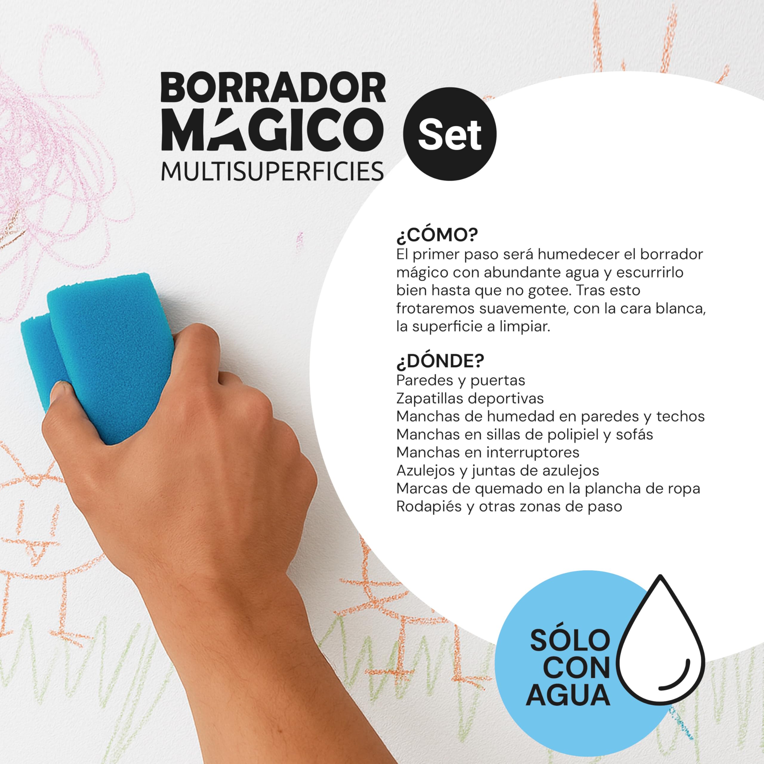 Pamex - Borrador Melamina Magico Mango + 4 Recambios - 24 Unidades