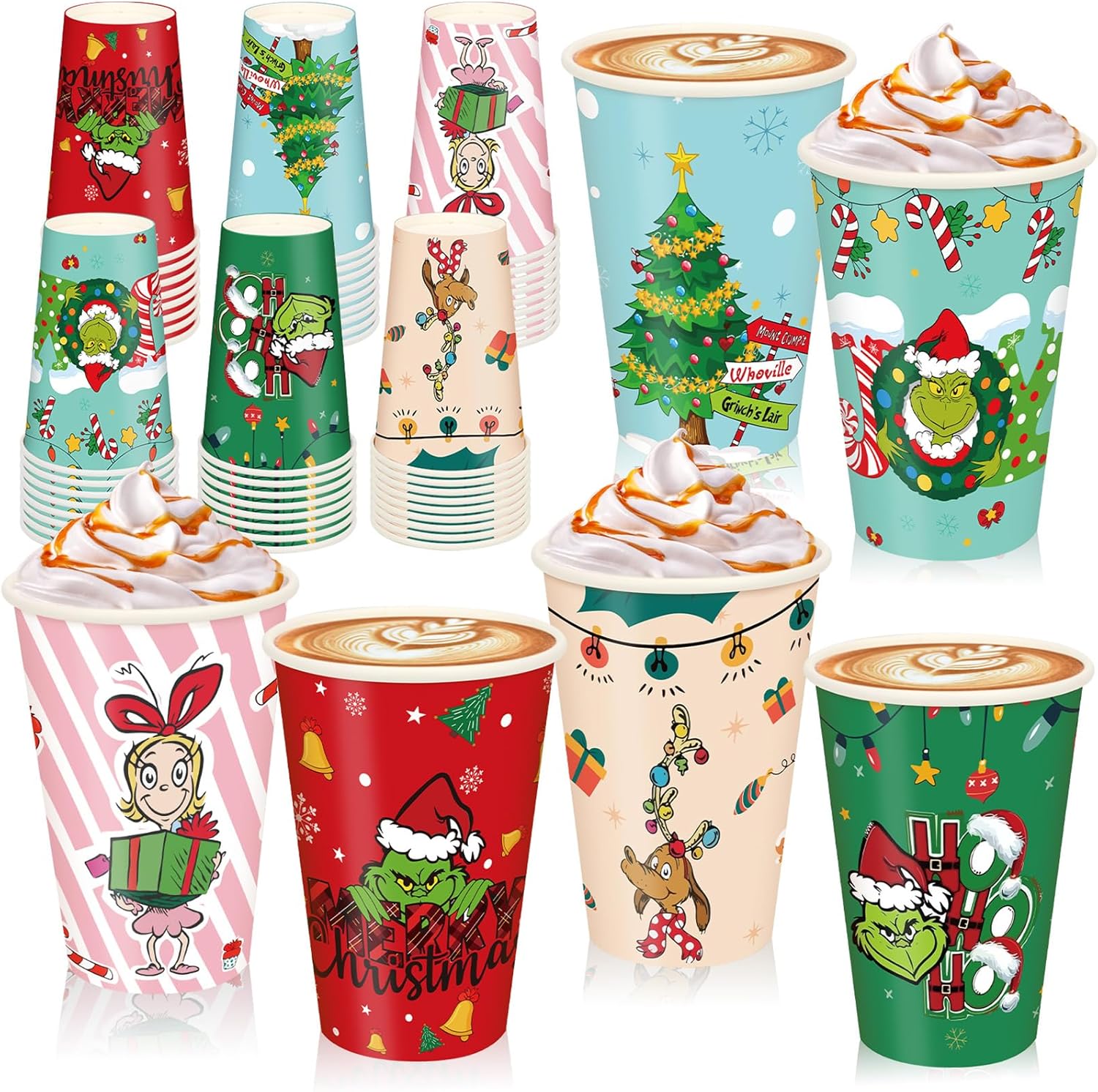 Amazon.com: Christmas Disposable Cup 12 oz 48Pcs, Paper Coffee Cups ...