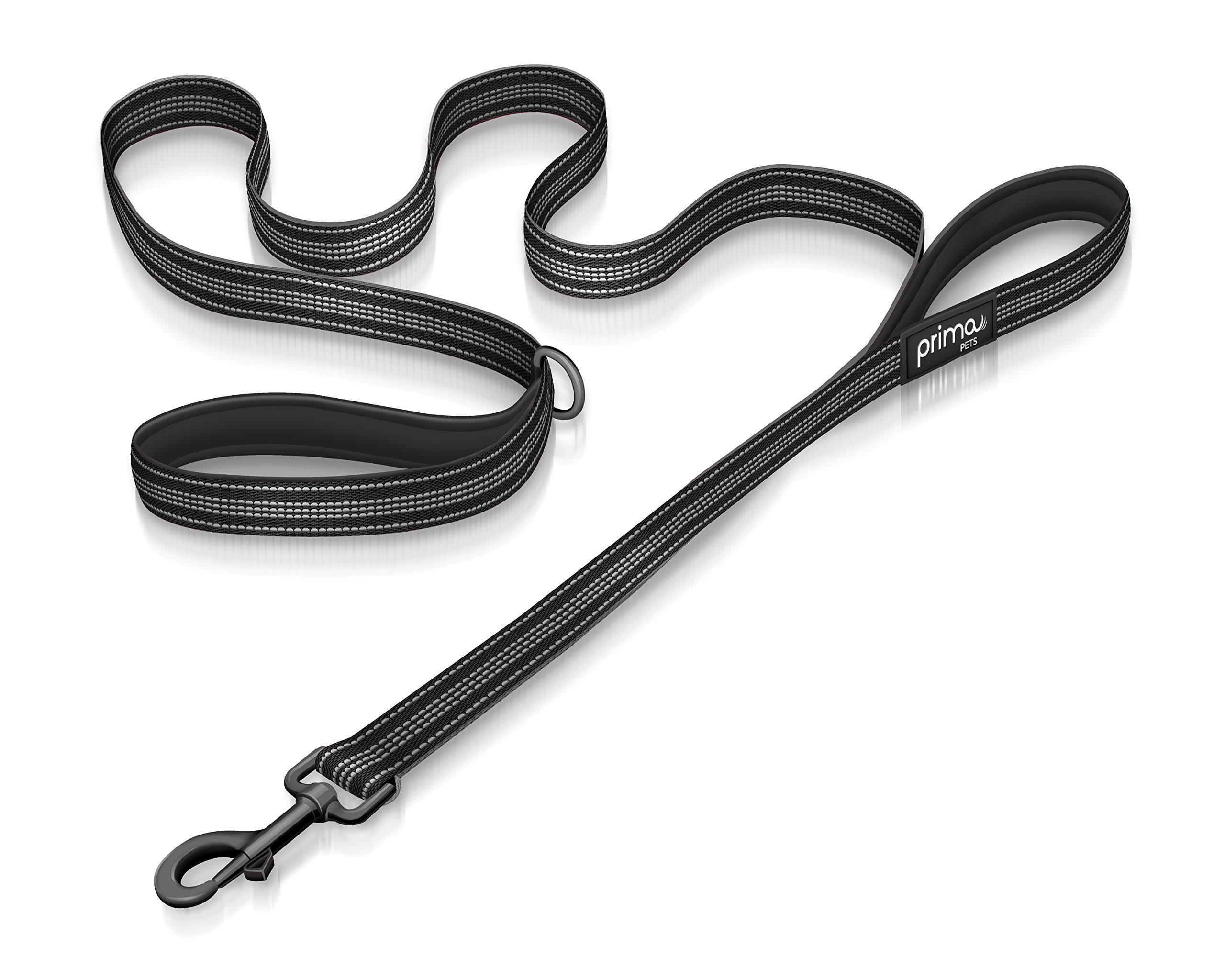 Prima Pets Reflective Nylon Leash with Thick Neoprene Ergonomic Dual Handles, Large 1 Inch Width x 6 Feet for Dogs