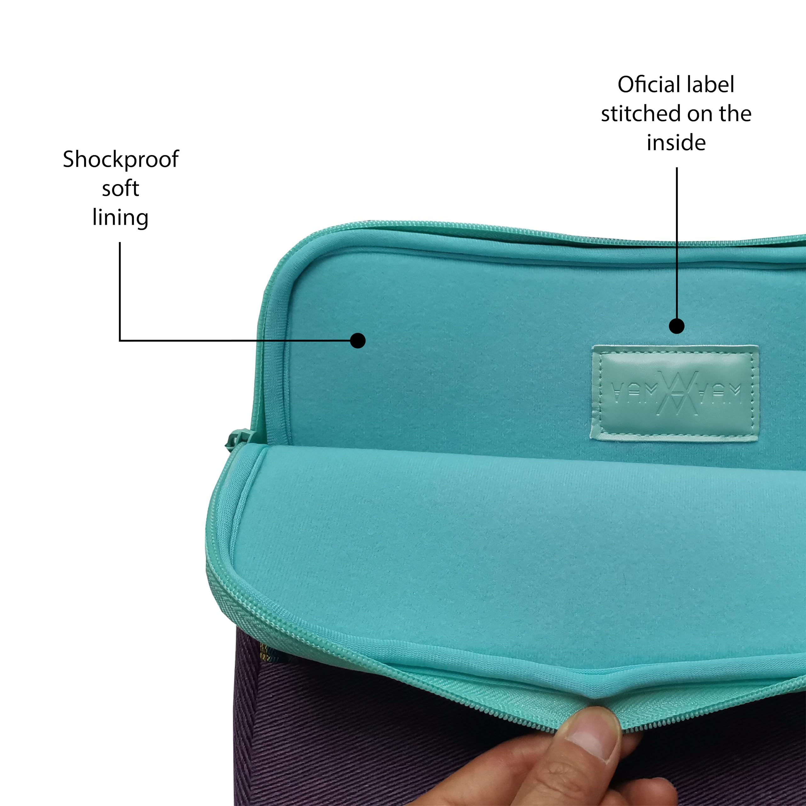 WONDEE Maletín Funda Portátil 15,6/16 Pulgadas Diseño de Tela Bordada Estilo Étnico y Original Tirador - Funda para Ordenador Portátil Macbook Pro 16 Pulgadas Acolchada y Reforzada con Cremallera