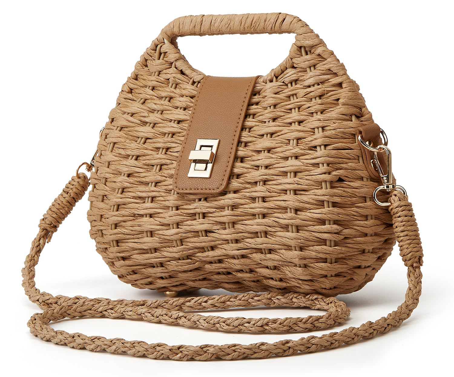 Casual Straw Beach Bags For Women Dumpling Bag Rattan Purses Summer Straw Crossbody Woven Handbag Purse Shoulder Bag Travel