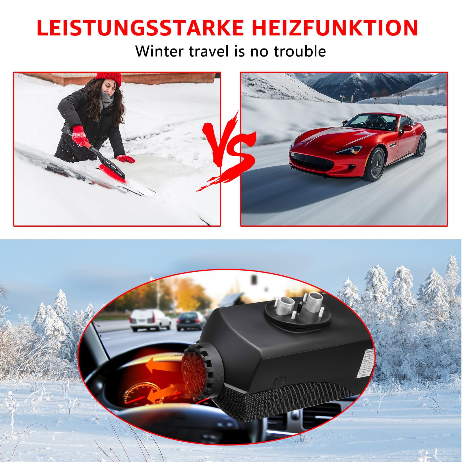 5KW 12V Diesel-Lufterhitzer,LCD Temperaturregler Monitor 10L Schalldämpfer Fernbedienung Diesel Standheizung with leise Raumlufterhitzer-Kit, verwendet für Auto Boote LKW Wohnmobil. (Schwarz)