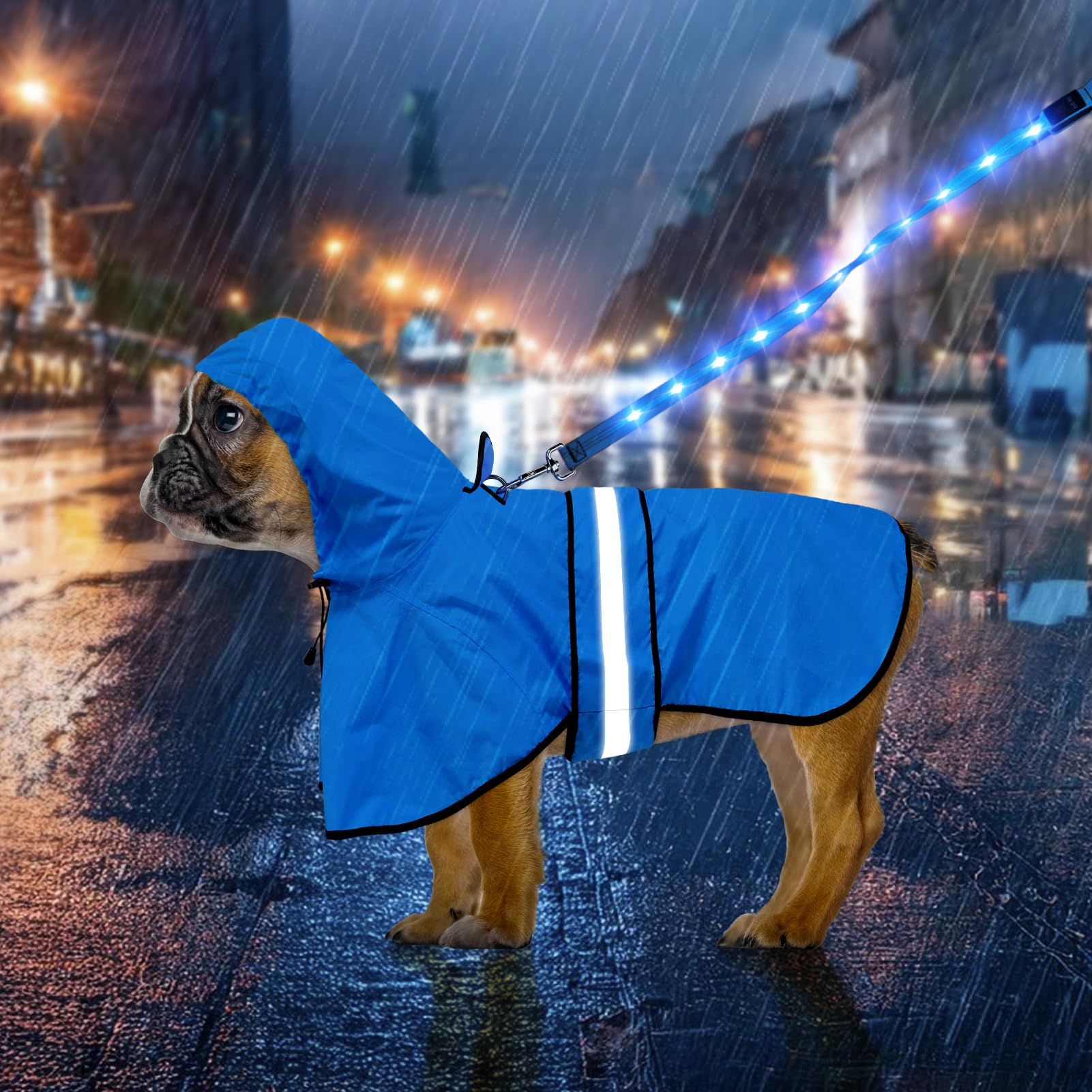 Weesiber Dog Coats Waterproof - Adjustable Dog Raincoat with Reflective Strip, Lightweight Rain Jacket for Small to X-Large Dogs (Small, Blue) โ image 1