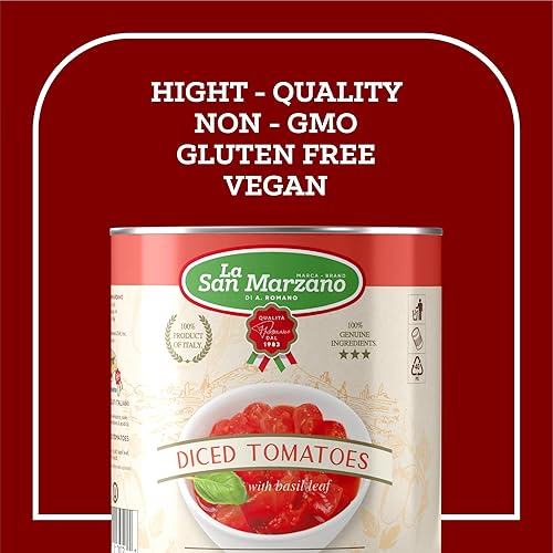 Miniatura 4 de La San Marzano - Paquete de 6 tomates triturados picados en cubitos italianos, 100% producto de Italia, lata de 6 x 28 onzas, estilo italiano,