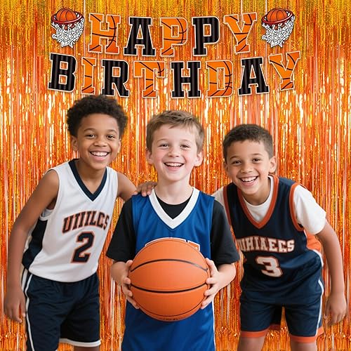 Miniatura 9 de Melsan - Cortina de flecos de oropel más gruesa mejorada, paquete de 3, 3.2 x 8.2 pies, serpentinas metálicas naranjas con cinta adicional, para