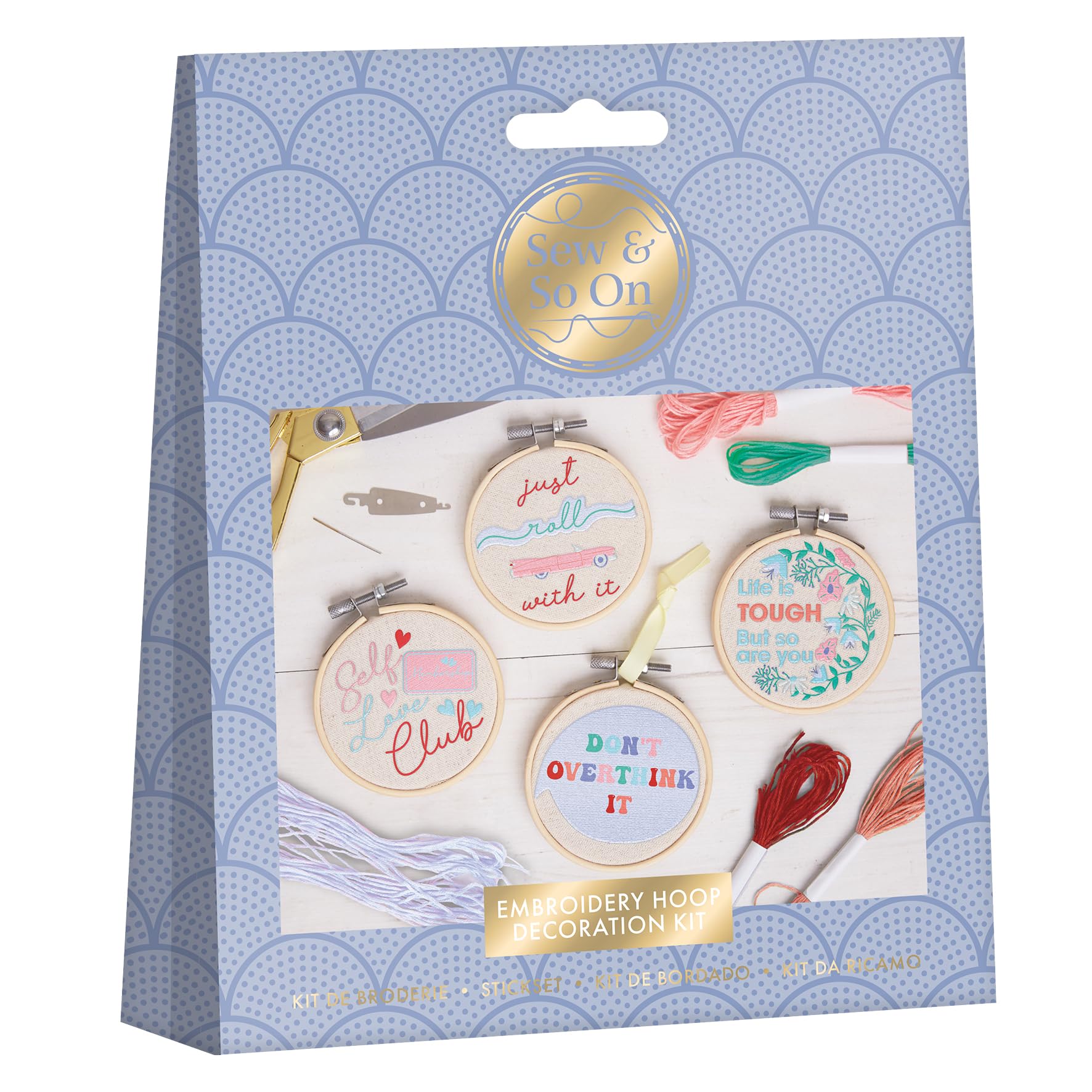 Sew And So On Premium Embroidery Kit - Adults Embroidery & Cross Stitch Kits, Beginner Gift Idea with Patterns, Slogans