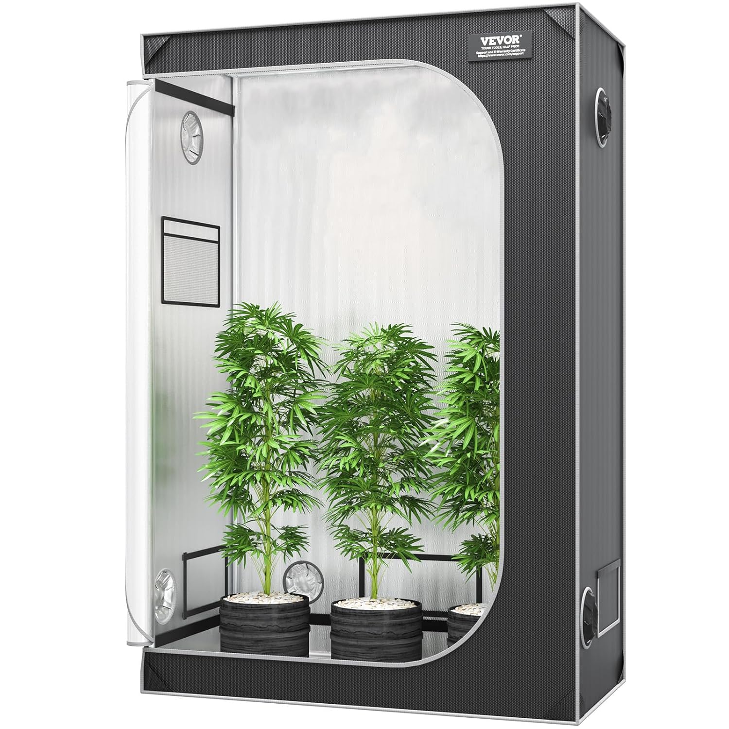 HIGHWERK Tenda da coltivazione 120 x 120 x 200 cm Grow tent da interno per piante nero verde