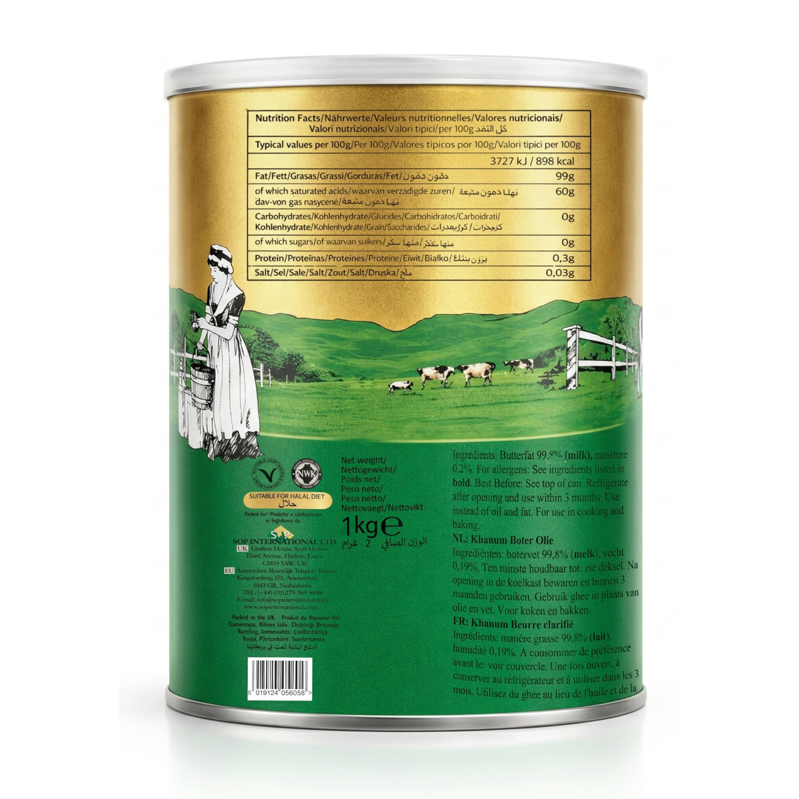 Mantequilla Clarificada Premium 100% Natural - Pure Ghee - Keto Friendly, Alto Punto de Humo, Sin Gluten - Ideal para Cocina Saludable - Laborawi (1 Kg)