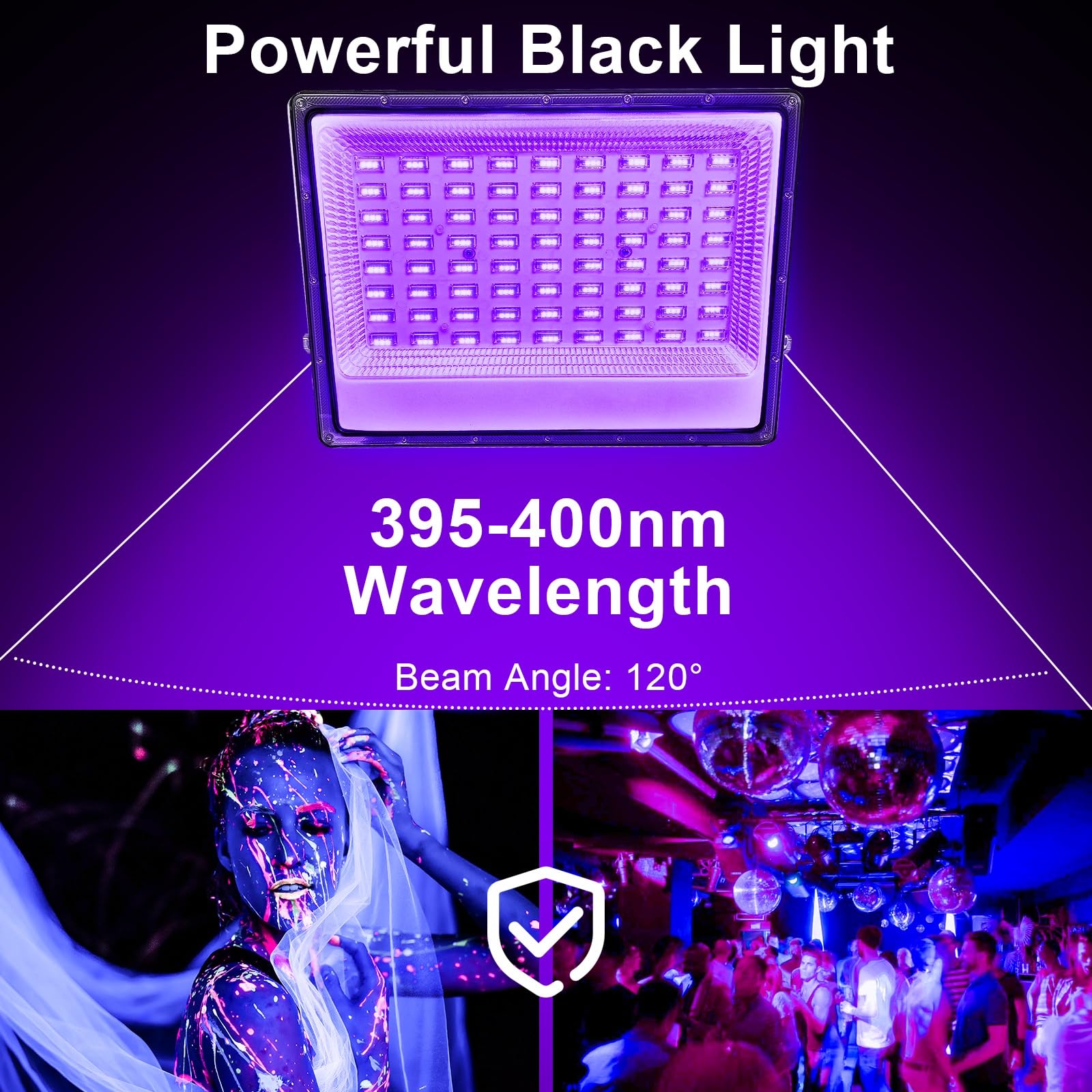 CREATESTAR LED Luce Nera 50W, Faro UV LED IP66 Impermeabile Faretto UV, Lampada per Poster Fluorescente, Halloween, Festa Glow, Discoteca, Acquario, Bar