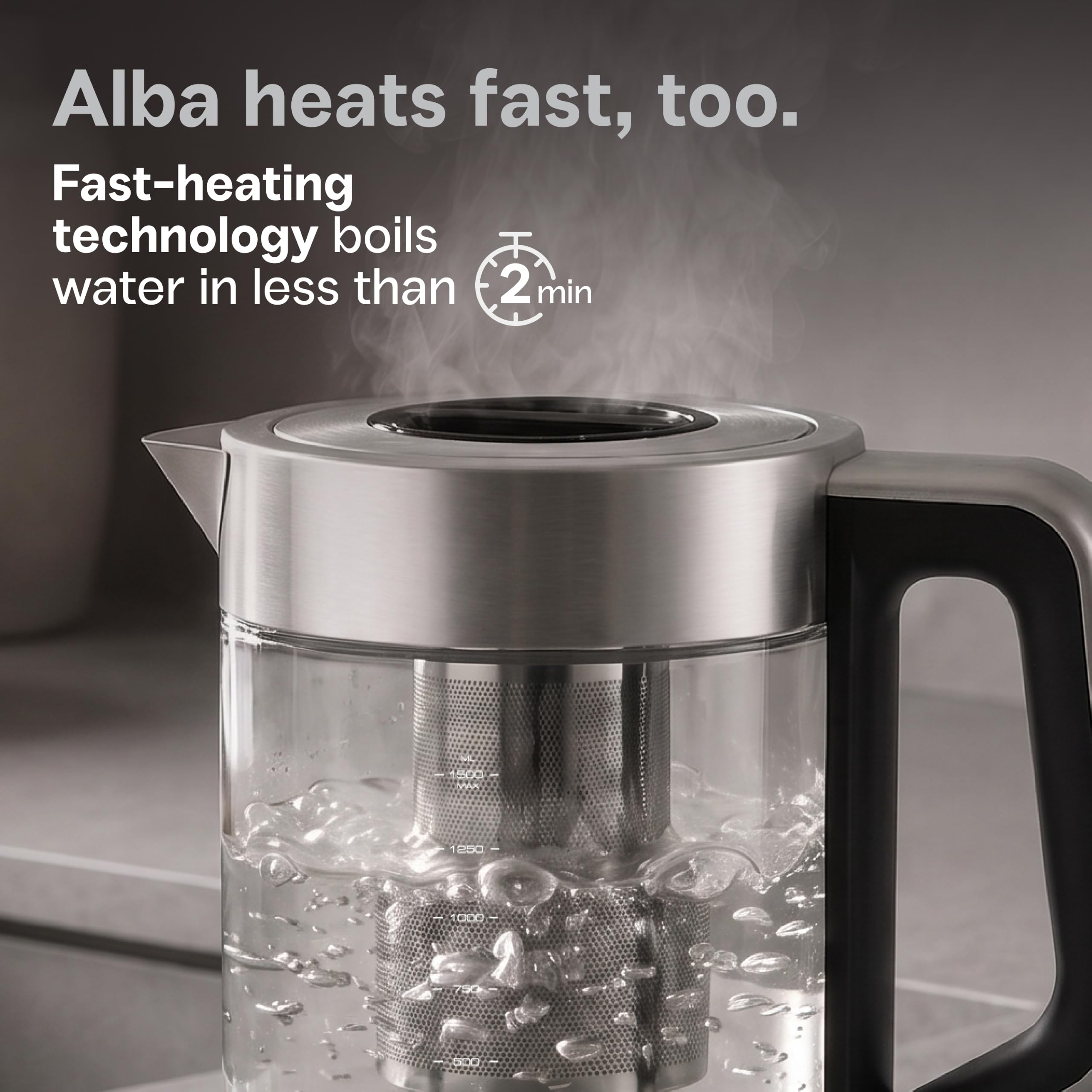 Vianté Electric Glass Kettle - Temperature Control & Infuser -5