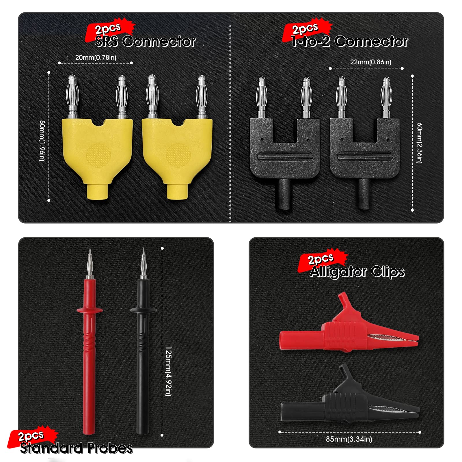 Kethvoz Punte misurazione per multimetro auto, Automotive Circuit Test Leads, 92 pezzi, set cavi prova con custodia, morsetti a coccodrillo elettrici, campioni test, spina SRS 5KΩ potenziometro