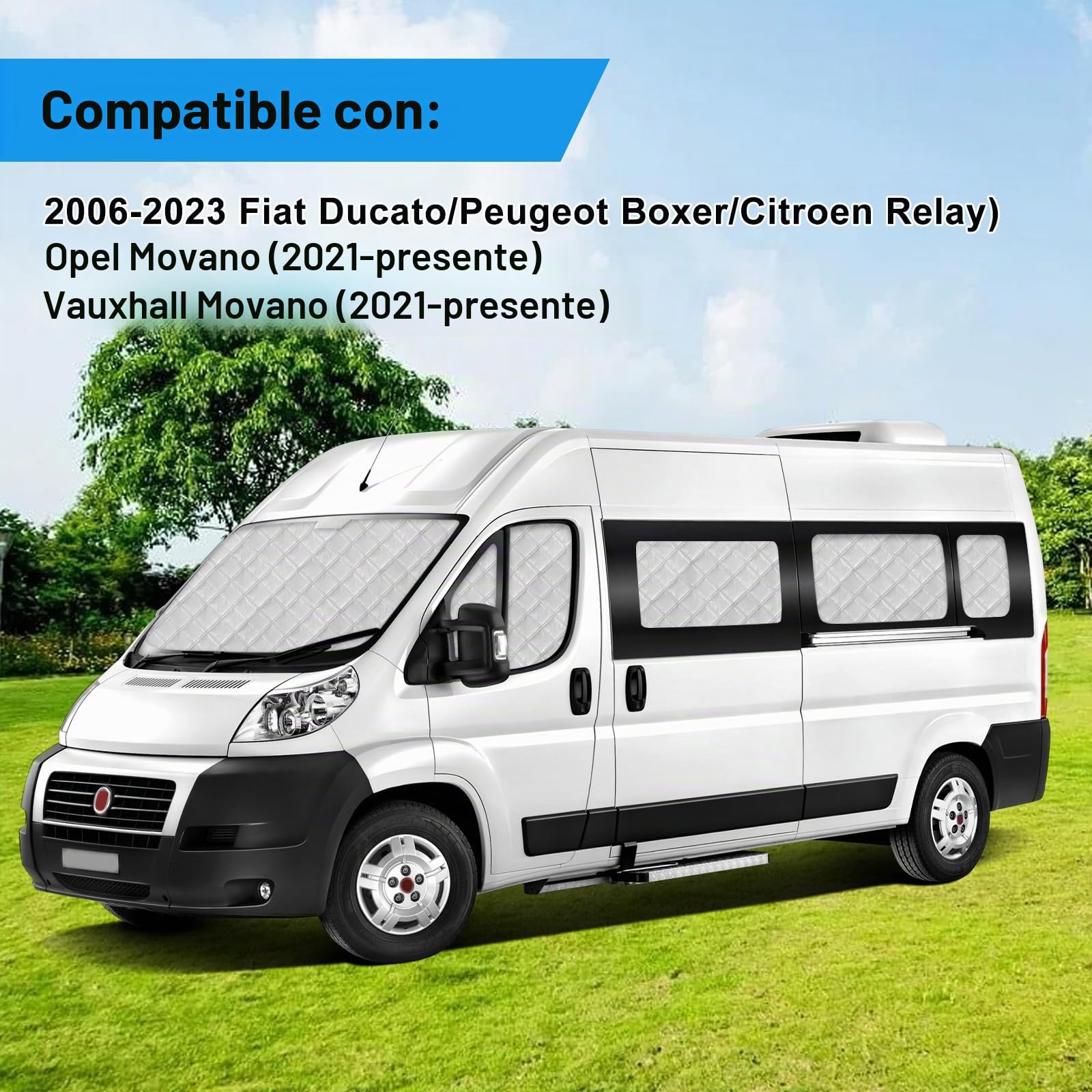 11 Piezas Parasol Parabrisas Automóvil Reemplazo para FIAT Ducato/Peugeot Boxer/Citroen Relay 2006-2023, Cabina del Conductor con Tecnología Parasol Interna Reemplazo para Opel Movano Nach 2021